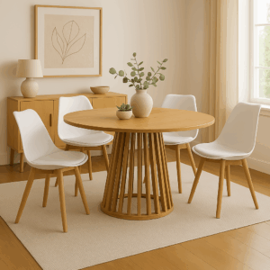 Τραπέζι Domonic pakoworld φυσικό Φ120×75εκ – 260-000015