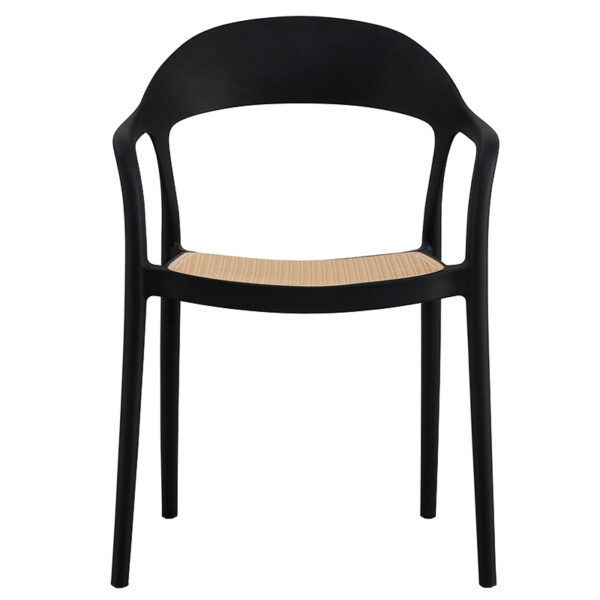 Πολυθρόνα Ember στοιβαζόμενη pakoworld με UV protection PP μπεζ-μαύρο 52.5×56.5×81εκ. – 262-000006