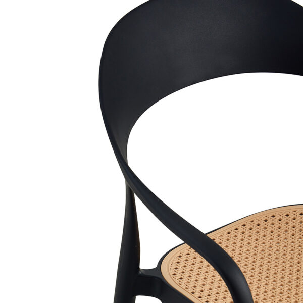 Πολυθρόνα Ember στοιβαζόμενη pakoworld με UV protection PP μπεζ-μαύρο 52.5×56.5×81εκ. – 262-000006