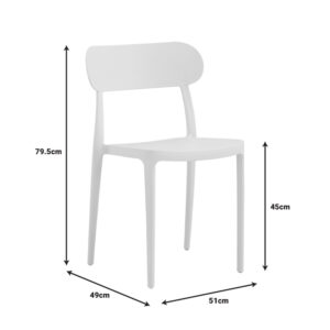 Καρέκλα Amvroan στοιβαζόμενη pakoworld με UV protection λευκό pp 51x49x79.5εκ – 262-000035