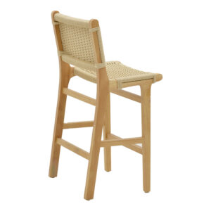 Σκαμπό μπαρ Julien pakoworld rubberwood φυσικό-έδρα φυσικό σχοινί 45x46x95εκ – 263-000008