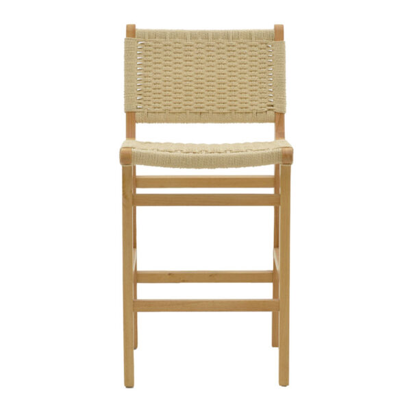 Σκαμπό μπαρ Julien pakoworld rubberwood φυσικό-έδρα φυσικό σχοινί 45x46x95εκ – 263-000008