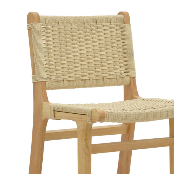 Σκαμπό μπαρ Julien pakoworld rubberwood φυσικό-έδρα φυσικό σχοινί 45x46x95εκ – 263-000008