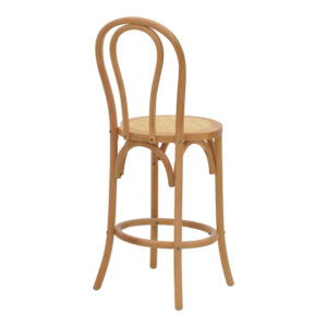 Σκαμπό μπαρ Thonet pakoworld φυσικό ξύλο οξιάς-έδρα φυσικό rattan 41x50x105εκ – 263-000039