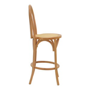 Σκαμπό μπαρ Thonet pakoworld φυσικό ξύλο οξιάς-έδρα φυσικό rattan 41x50x105εκ – 263-000039