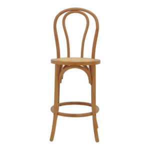 Σκαμπό μπαρ Thonet pakoworld φυσικό ξύλο οξιάς-έδρα φυσικό rattan 41x50x105εκ – 263-000039