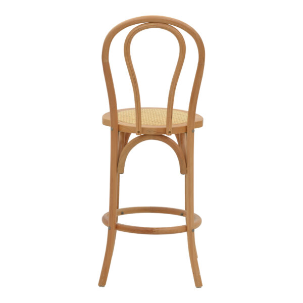 Σκαμπό μπαρ Thonet pakoworld φυσικό ξύλο οξιάς-έδρα φυσικό rattan 41x50x105εκ – 263-000039