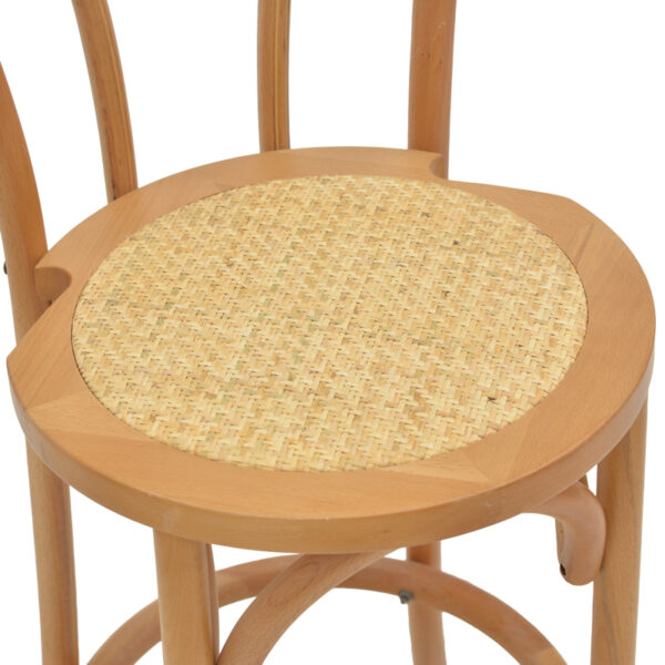 Σκαμπό μπαρ Thonet pakoworld φυσικό ξύλο οξιάς-έδρα φυσικό rattan 41x50x105εκ – 263-000039