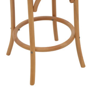 Σκαμπό μπαρ Thonet pakoworld φυσικό ξύλο οξιάς-έδρα φυσικό rattan 41x50x105εκ – 263-000039