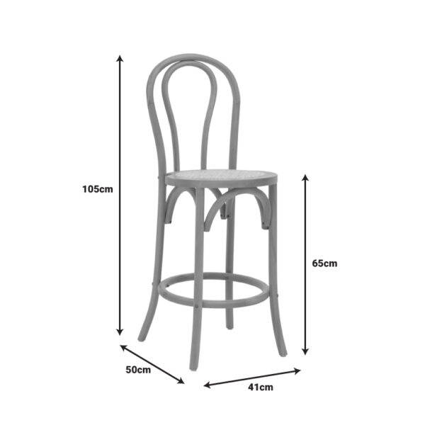 Σκαμπό μπαρ Thonet pakoworld φυσικό ξύλο οξιάς-έδρα φυσικό rattan 41x50x105εκ – 263-000039