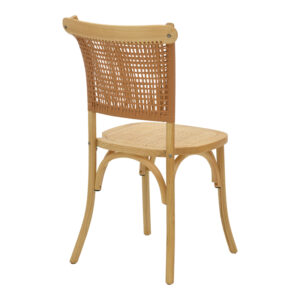 Καρέκλα Karley pakoworld φυσικό ξύλο οξιάς-έδρα φυσικό rattan 48x52x89εκ – 263-000041