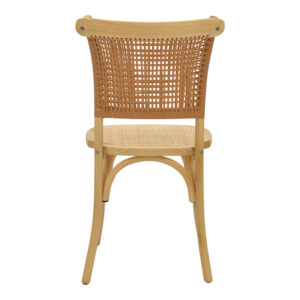 Καρέκλα Karley pakoworld φυσικό ξύλο οξιάς-έδρα φυσικό rattan 48x52x89εκ – 263-000041