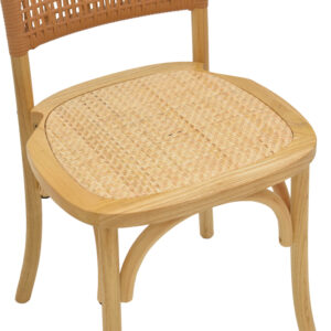Καρέκλα Karley pakoworld φυσικό ξύλο οξιάς-έδρα φυσικό rattan 48x52x89εκ – 263-000041