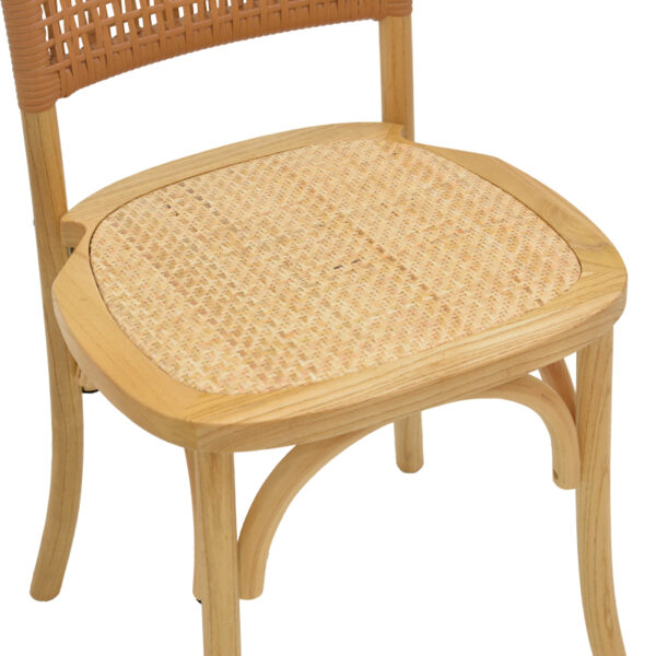 Καρέκλα Karley pakoworld φυσικό ξύλο οξιάς-έδρα φυσικό rattan 48x52x89εκ – 263-000041