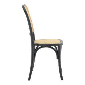 Καρέκλα στοιβαζόμενη Zozele pakoworld φυσικό rattan pe-μαύρο toon wood 45x51x88εκ – 263-000043