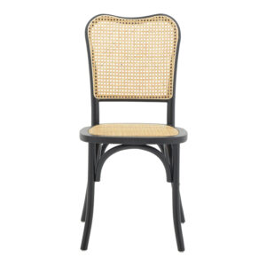 Καρέκλα στοιβαζόμενη Zozele pakoworld φυσικό rattan pe-μαύρο toon wood 45x51x88εκ – 263-000043