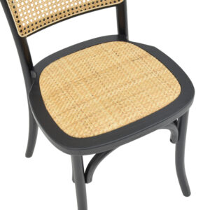 Καρέκλα στοιβαζόμενη Zozele pakoworld φυσικό rattan pe-μαύρο toon wood 45x51x88εκ – 263-000043