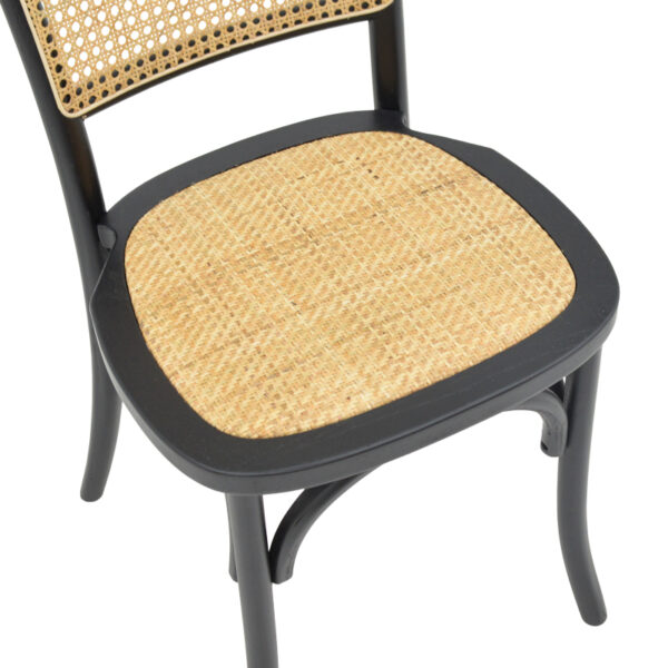 Καρέκλα στοιβαζόμενη Zozele pakoworld φυσικό rattan pe-μαύρο toon wood 45x51x88εκ – 263-000043