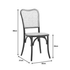 Καρέκλα στοιβαζόμενη Zozele pakoworld φυσικό rattan pe-μαύρο toon wood 45x51x88εκ – 263-000043