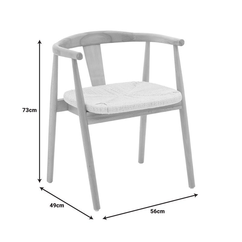 Πολυθρόνα Gernine pakoworld μασίφ ξύλο οξιάς και σχοινί σε φυσική απόχρωση 56x49x73εκ – 263-000048