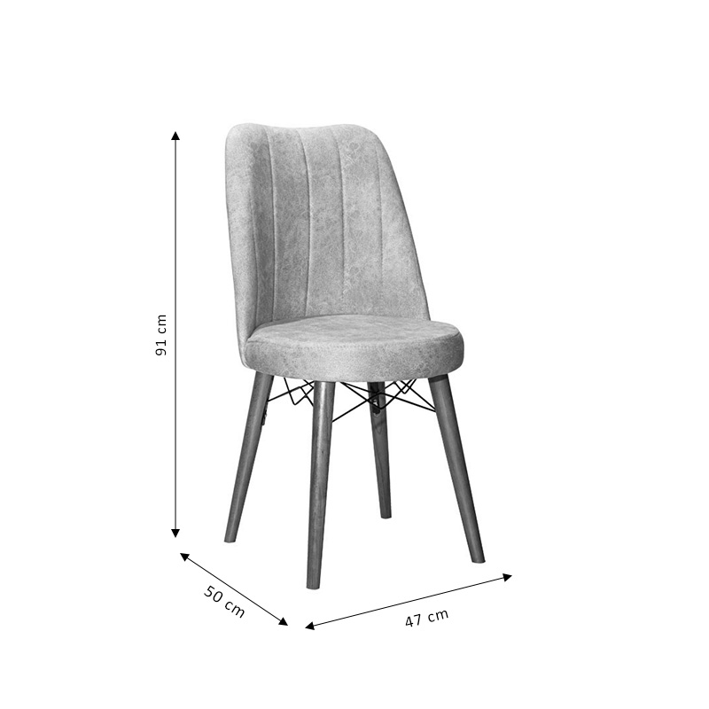 Καρέκλα Nevis I pakoworld ανθρακί antique ύφασμα-καρυδί πόδι – 266-000006