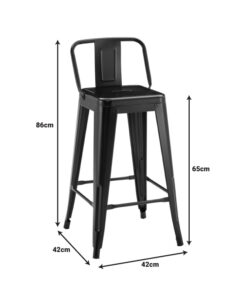 Σκαμπό μπαρ μεσαίου ύψους με πλάτη Utopia pakoworld μέταλλο σε λευκή απόχρωση 42x42x86εκ – 270-000025