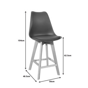 Σκαμπό μπαρ Gaston pakoworld μαύρο pp-pu και ξύλινο πόδι σε φυσική απόχρωση 48.5x56x104εκ – 271-000019