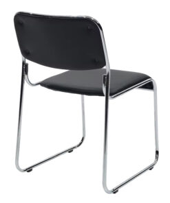 Καρέκλα επισκέπτη στοιβαζόμενη Randin pakoworld μαύρο pu-πόδι χρωμίου 42x44x77εκ – 274-000007