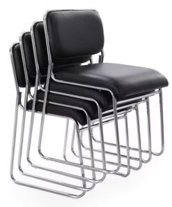 Καρέκλα επισκέπτη στοιβαζόμενη Randin pakoworld μαύρο pu-πόδι χρωμίου 42x44x77εκ – 274-000007