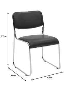 Καρέκλα επισκέπτη στοιβαζόμενη Randin pakoworld μαύρο pu-πόδι χρωμίου 42x44x77εκ – 274-000007
