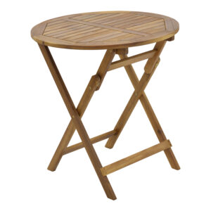 Τραπεζαρία Elijie-Carpuva pakoworld σετ 3τεμ πτυσσόμενο φυσικό μασίφ ξύλο ακακίας Φ70×74εκ – 282-000052