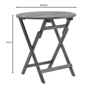 Τραπεζαρία Bistrual-Carpuva pakoworld σετ 3τεμ πτυσσόμενο φυσικό μασίφ ξύλο ακακίας Φ70×74εκ – 282-000056