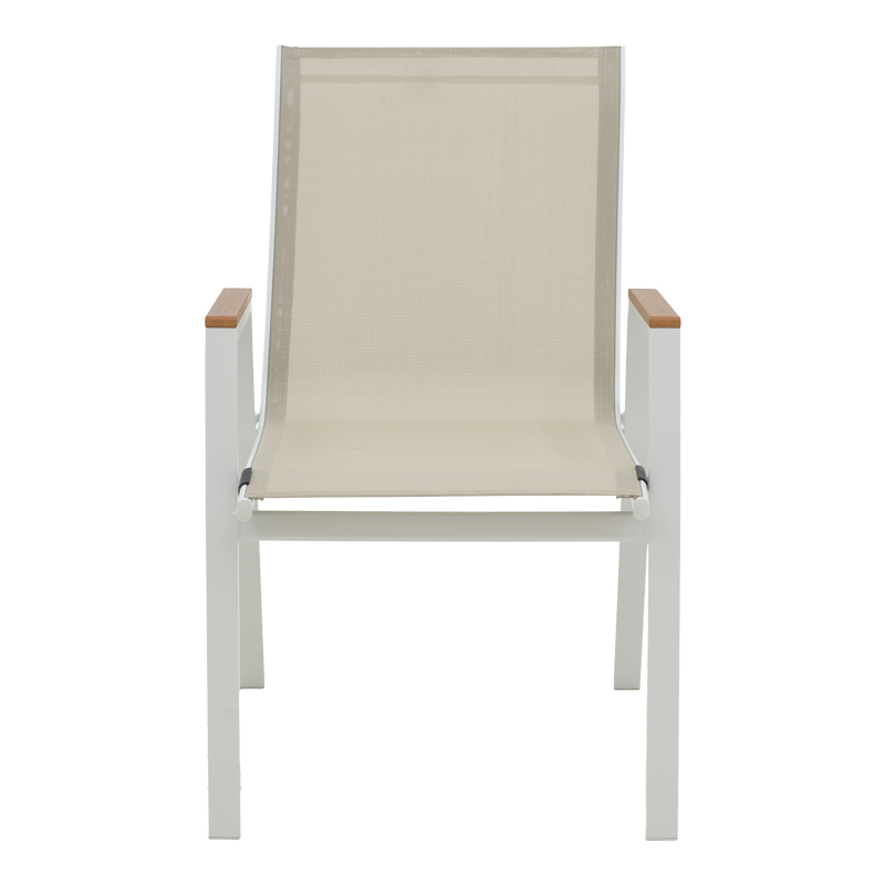 Πολυθρόνα Azelie pakoworld αλουμινίου σε απόχρωση textilene μπεζ και πόδι λευκό 56x75x88εκ – 288-000002