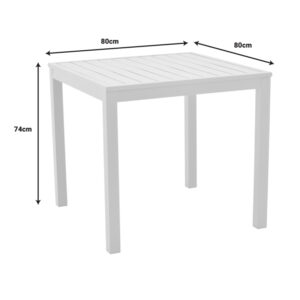 Τραπέζι Kliton  pakoworld αλουμινίου λευκό 80x80x74εκ – 288-000006