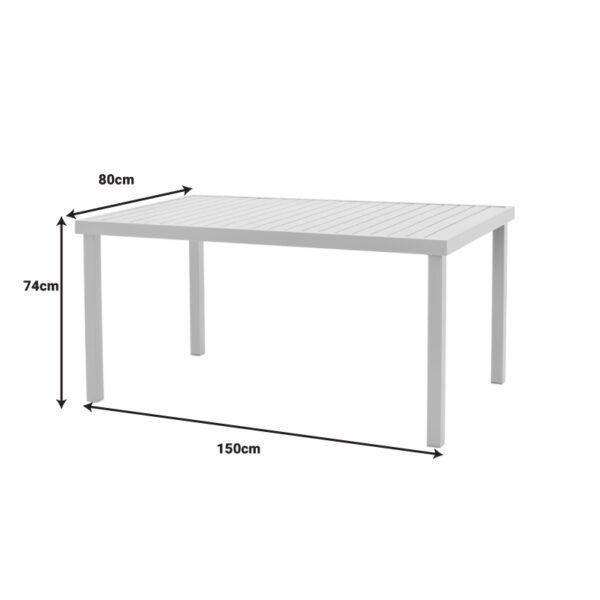 Τραπέζι Kliton  pakoworld αλουμινίου λευκό 150x80x74εκ – 288-000008