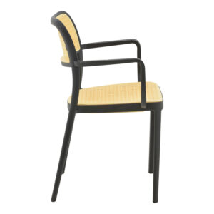 Πολυθρόνα Westley pakoworld pp φυσικό-μαύρο 58x47x81εκ – 292-000004