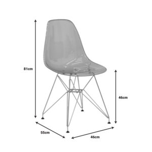 Καρέκλα Adelle pakoworld PP διάφανο γκρι-inox πόδι 46x55x81εκ – 292-000015