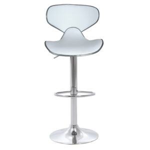 Σκαμπό μπαρ Butterfly pakoworld πτυσσόμενο λευκό pu-βάση χρωμίου 47x47x100εκ – 292-000035