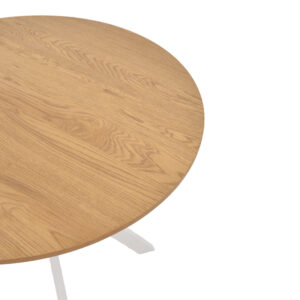 Τραπέζι Xuson pakoworld φυσικό mdf-πόδι λευκό μέταλλο Φ80×75εκ – 292-000072