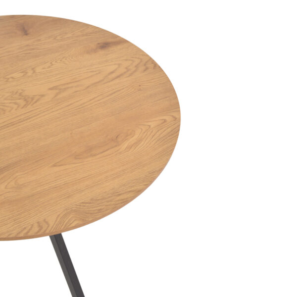 Τραπέζι Xuson pakoworld φυσικό mdf-πόδι μαύρο μέταλλο Φ120×75εκ – 292-000074