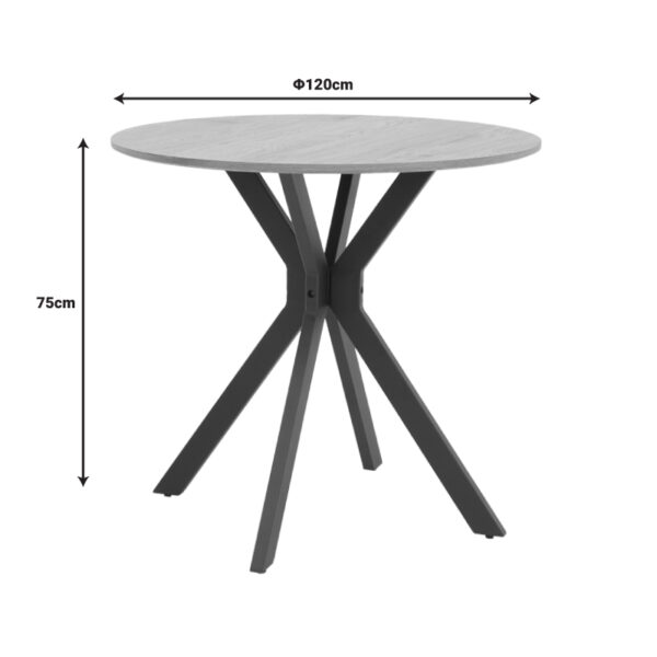 Τραπέζι Xuson pakoworld φυσικό mdf-πόδι μαύρο μέταλλο Φ120×75εκ – 292-000074
