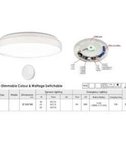 Φωτιστικό Οροφής Πλαφονίερα LED 15/20/25W CCT 1350/1800/2250lm Λευκό & Μαύρο Στεφάνι Φ350 Ανιχνευτής Κίνησης, Αισθητήρας Νύχτας Μέρας, Φως Ασφαλείας IP44 – 2-U015851