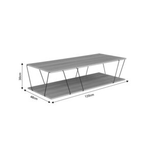 Tραπέζι σαλονιού Tars pakoworld οακ-μαύρο 120x48x30εκ – 304-000001