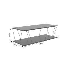 Tραπέζι σαλονιού Tars pakoworld γκρι-μαύρο 120x48x30εκ – 304-000002