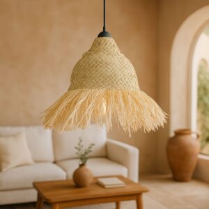 Φωτιστικό οροφής Boher Inart seagrass σε φυσική απόχρωση Φ33×76εκ – 313-000026