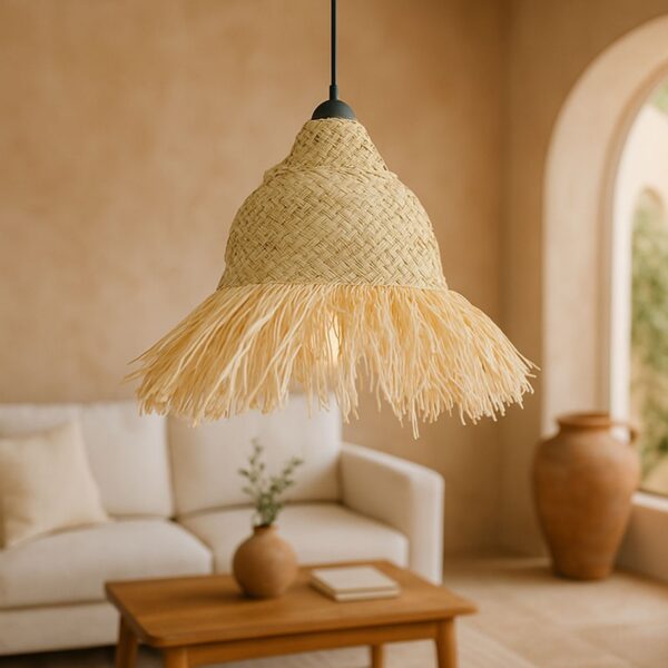 Φωτιστικό οροφής Boher Inart seagrass σε φυσική απόχρωση Φ33×76εκ – 313-000026