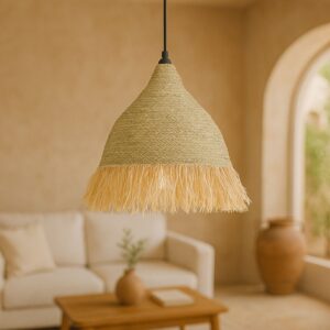 Φωτιστικό οροφής Boher Inart seagrass σε φυσική απόχρωση Φ60×99εκ – 313-000027