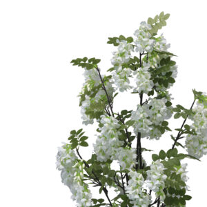 Διακοσμητικό φυτό Bean flowers σε γλάστρα Inart λευκό pp Υ125εκ – 316-000025