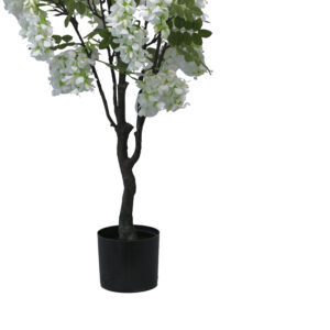 Διακοσμητικό φυτό Bean flowers σε γλάστρα Inart λευκό pp Υ125εκ – 316-000025