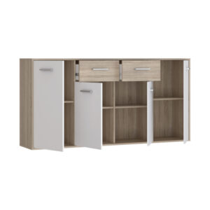 Μπουφές Drepen pakoworld μελαμίνη σε λευκό και sonoma χρώμα 162.3×34.2×81.7εκ – 318-000022